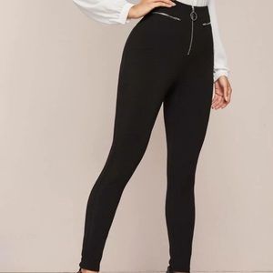 Zip front skinny pants